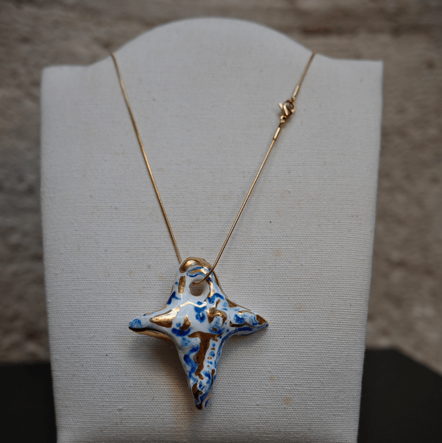 Ceramic jewellery BLUE and WHITE CROSS